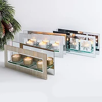 KSP Christmas Mirror 'Snowflake' Glass Tealight Holder 3-Light