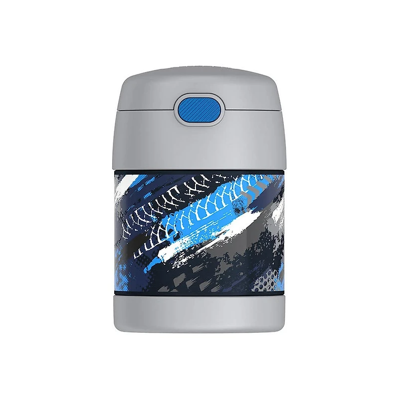 Thermos Double Wall 'Tire Tracks' Thermal Food Storage Jar-Spoon