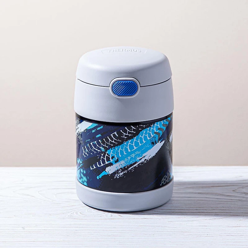 Thermos Double Wall 'Tire Tracks' Thermal Food Storage Jar-Spoon