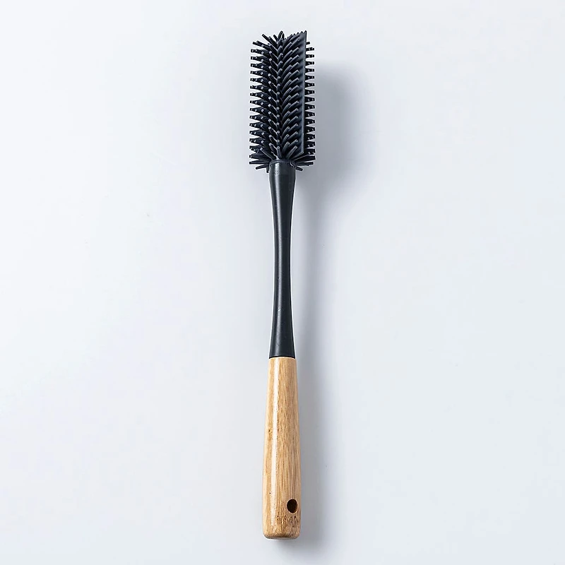 KSP Soft Bristle Silicone Bamboo Handle Bottle Brush