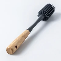 KSP Soft Bristle Silicone Bamboo Handle Bottle Brush