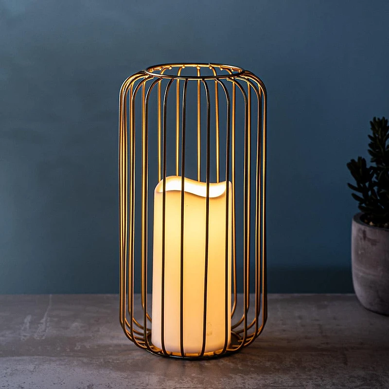 KSP Layne LED Metal Lantern 14x14x26cm (Gold)