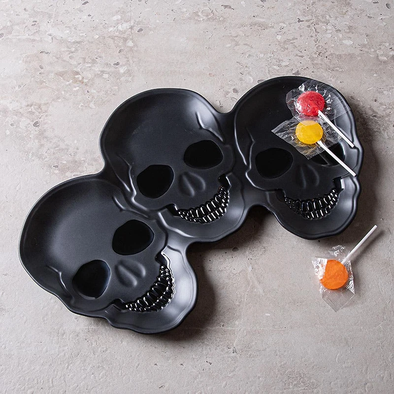 KSP Boo Melamine Skulls Platter (Black)
