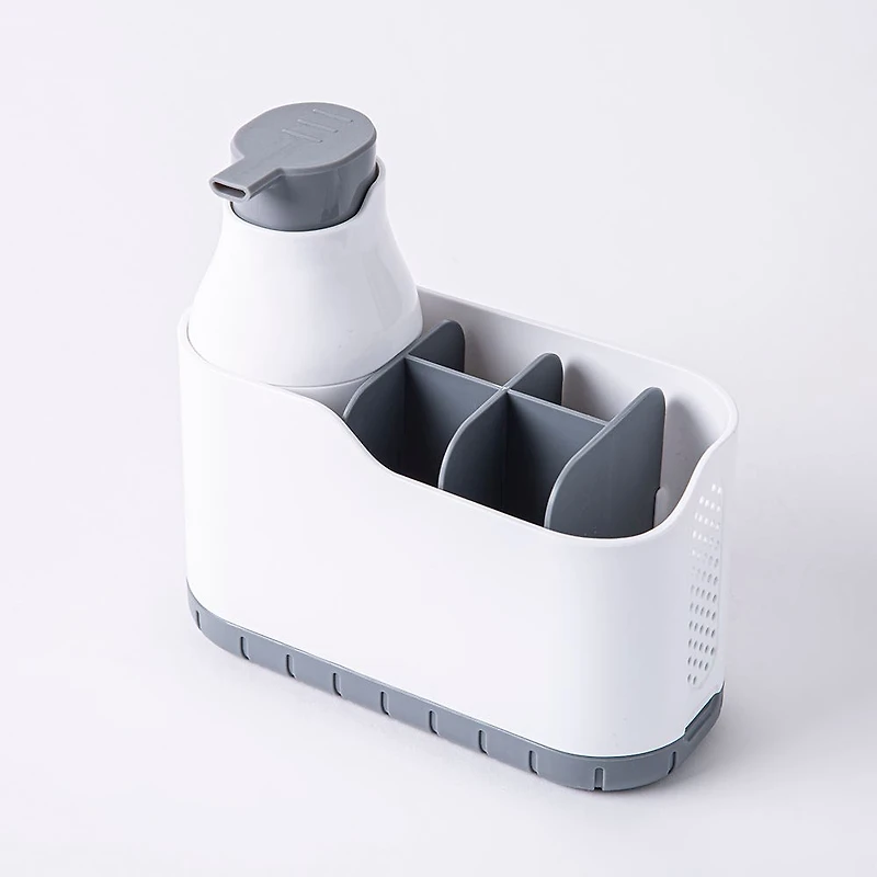 KSP Tidysink Soap Pump & Caddy Organizer (White/Grey)