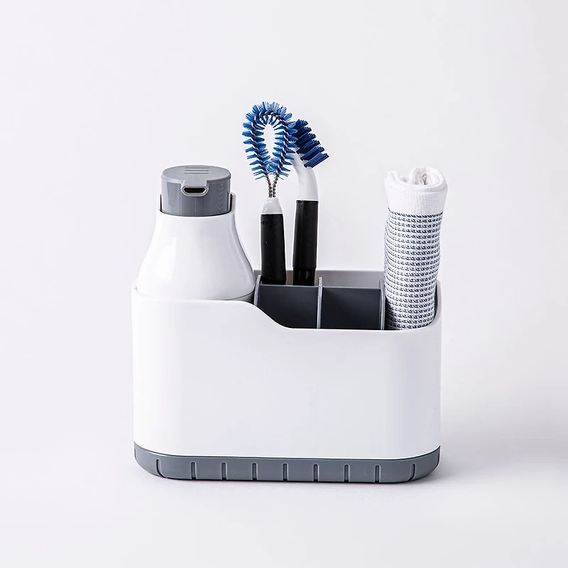 KSP Tidysink Soap Pump & Caddy Organizer (White/Grey)
