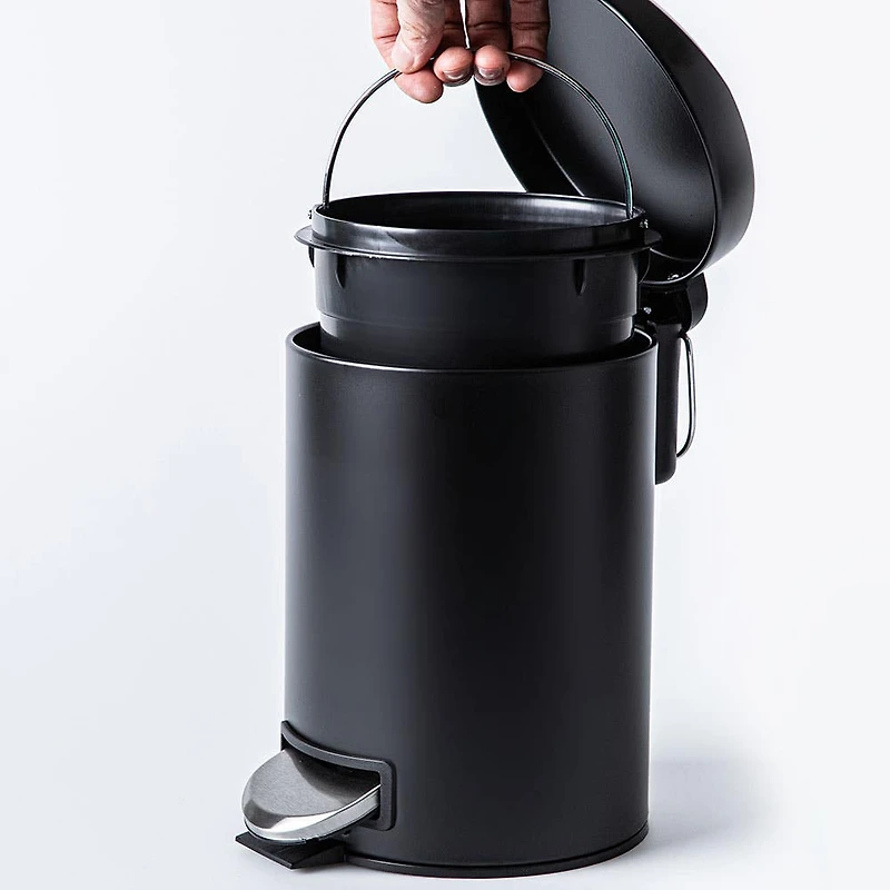 KSP Luna Soft-Close Moon Cover Step Garbage Can 3L (Black)
