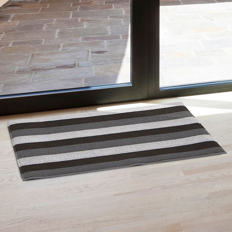 KSP Loop 'Wide Stripe' PVC Floor Mat (White/Grey/Black)