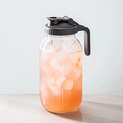 KSP Easypour 'Wide Mouth' Glass Mason Jar Pitcher (Clear/Grey)