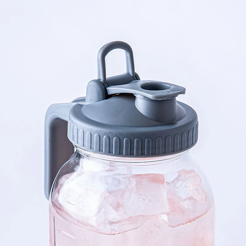 KSP Easypour 'Wide Mouth' Glass Mason Jar Pitcher (Clear/Grey)