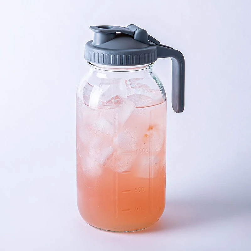 KSP Easypour 'Wide Mouth' Glass Mason Jar Pitcher (Clear/Grey)