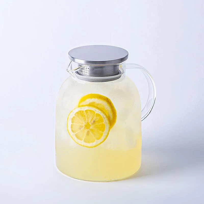 KSP Arthur Glass Pitcher with  Metal Lid (Clear & Stainless Steel)