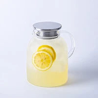 KSP Arthur Glass Pitcher with  Metal Lid (Clear & Stainless Steel)