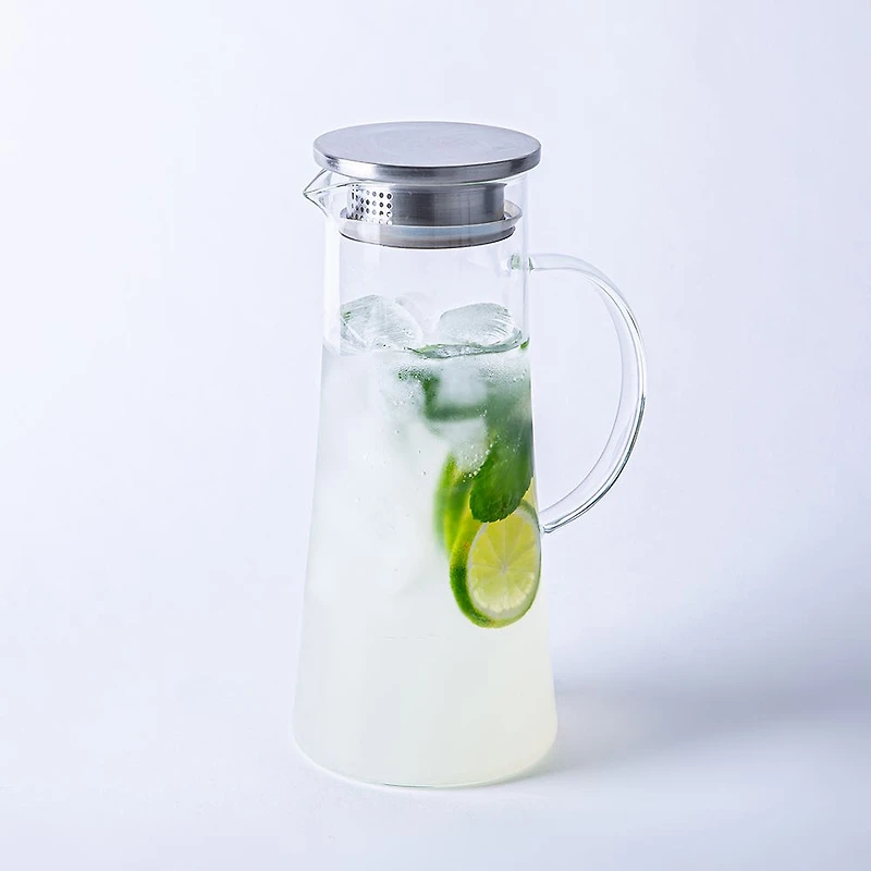 KSP Roehampton Glass Pitcher with  Metal Lid (Clear & Stainless Steel)