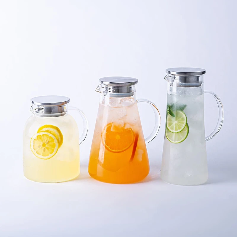 KSP Roehampton Glass Pitcher with  Metal Lid (Clear & Stainless Steel)