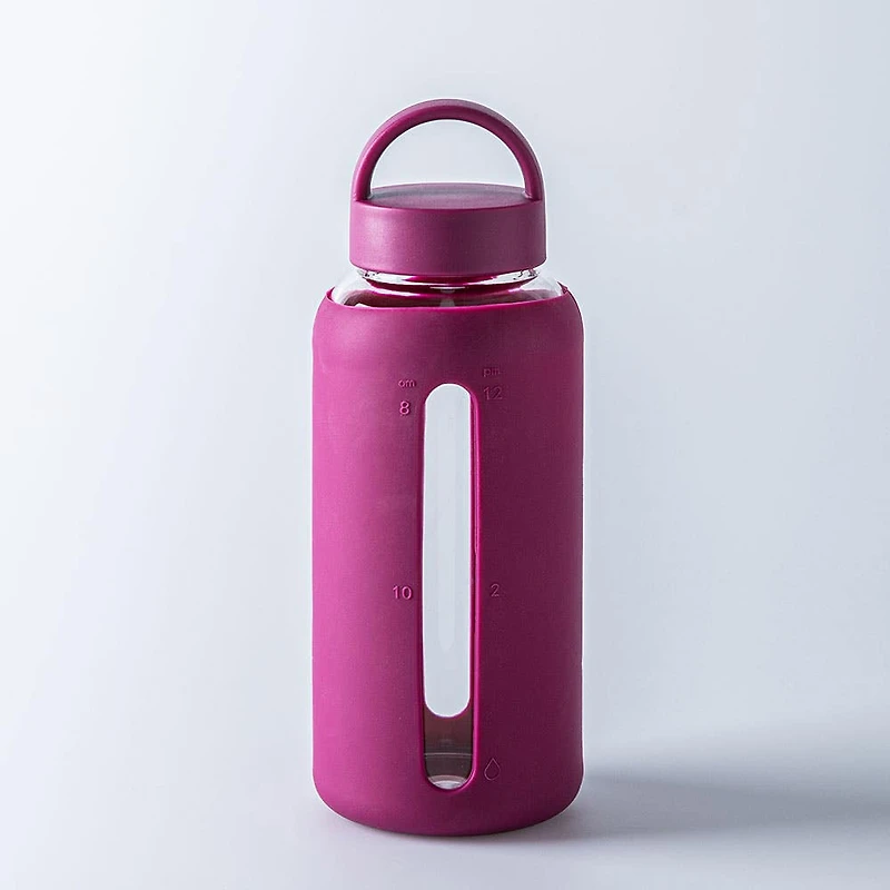 KSP Aura Glass Water Bottle with Silicone (Light Burgundy)