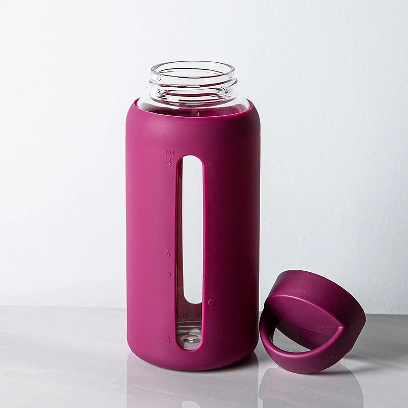 KSP Aura Glass Water Bottle with Silicone (Light Burgundy)