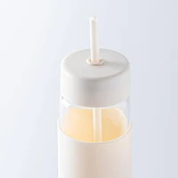KSP Aura Slim Glass Water Bottle with Straw (Vanilla)