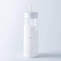 KSP Aura Slim Glass Water Bottle with Straw (Confetti)