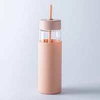 KSP Aura Slim Glass Water Bottle with Straw (Spice)