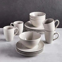 Thomson Pottery Ripple Stoneware Dinnerware - Set of 16 (Linen)