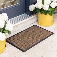 KSP Tufted 'Square Hatch' Rubber Backed Doormat (Natural)