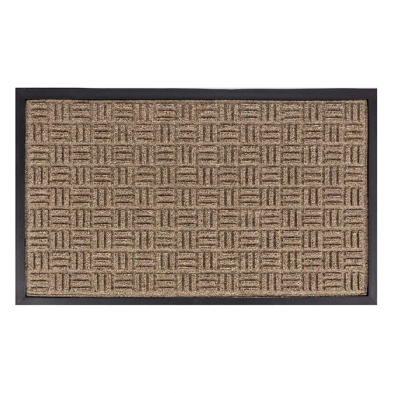 KSP Tufted 'Square Hatch' Rubber Backed Doormat (Natural)