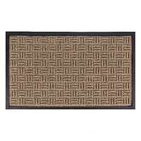 KSP Tufted 'Square Hatch' Rubber Backed Doormat (Natural)