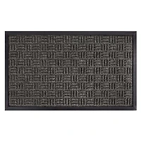 KSP Tufted 'Square Hatch' Rubber Backed Doormat (Black)