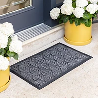 KSP Tufted 'Leaves' Rubber Backed Doormat (Black)
