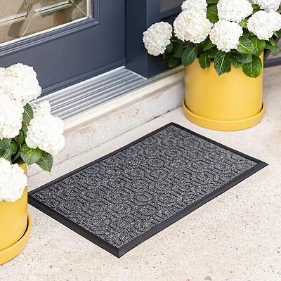 KSP Tufted 'Hexagon' Rubber Backed Doormat (Black)