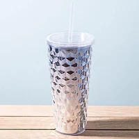 KSP Ombre Double Wall Tumbler with Straw (-Silver