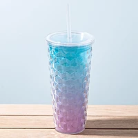 KSP Ombre Double Wall Tumbler with Straw (Aqua-Pink)