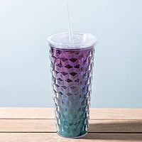 KSP Ombre Double Wall Tumbler with Straw (Purple-Teal)