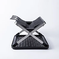 KSP Carbon X-Fold Flat Dish Rack with Tray 2-Tier (Black/Aluminum)