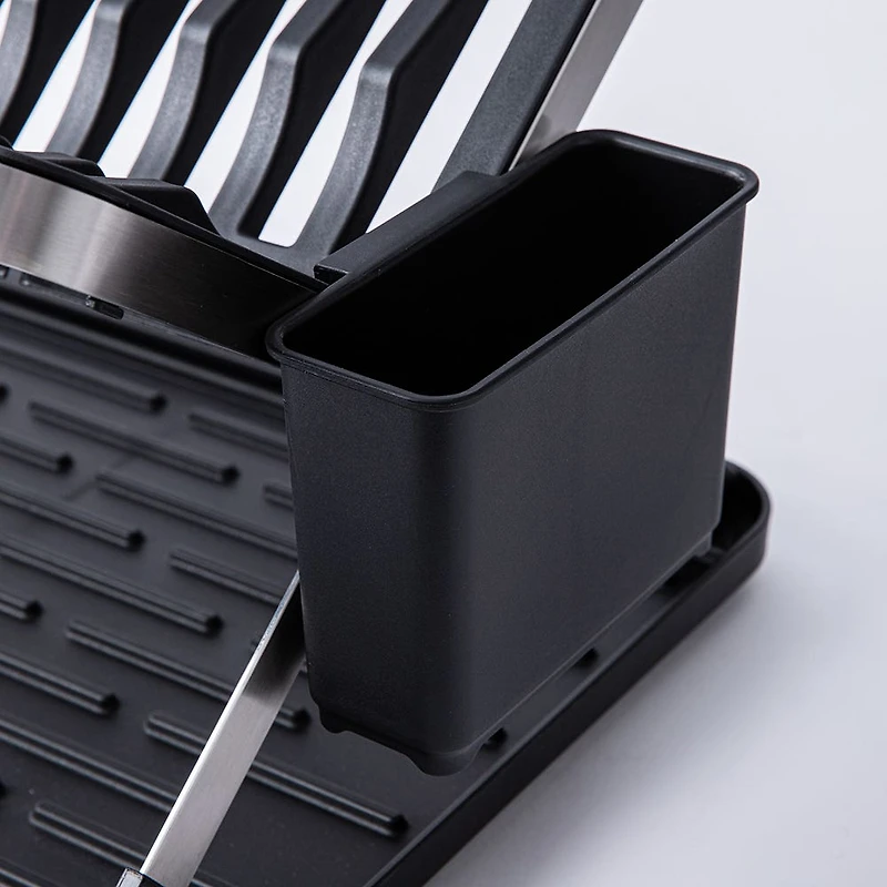KSP Carbon X-Fold Flat Dish Rack with Tray 2-Tier (Black/Aluminum)
