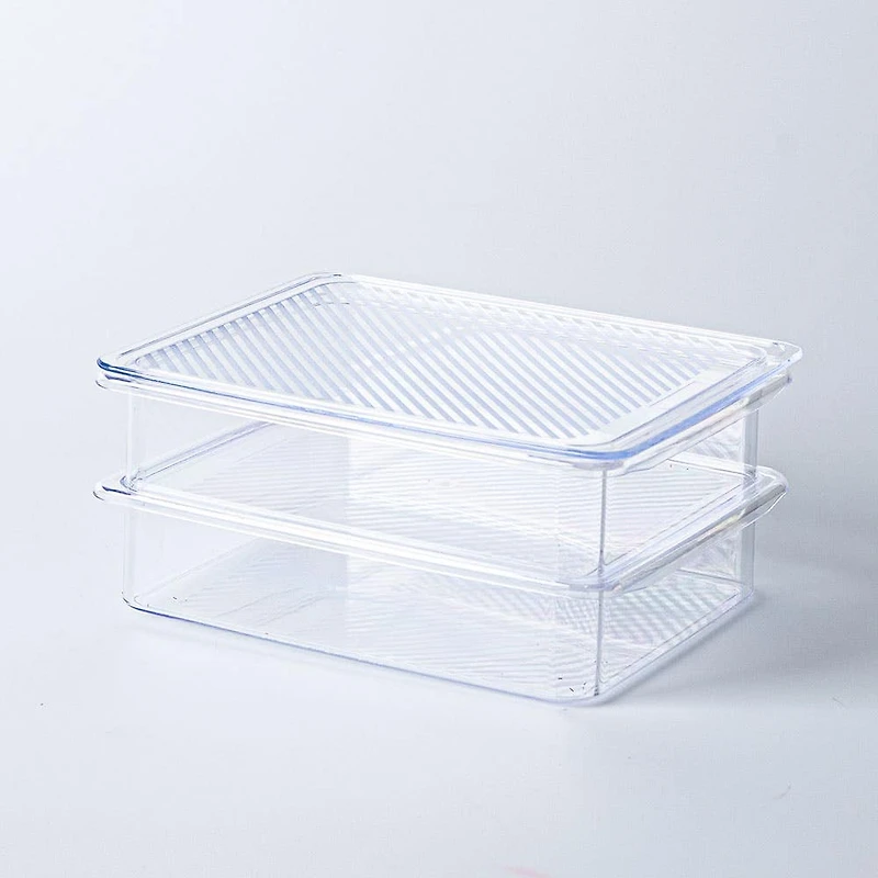 KSP Fridgestor 'Shallow' Fridge Bin with Lid - Set of 2 (8.7x6.7x2")