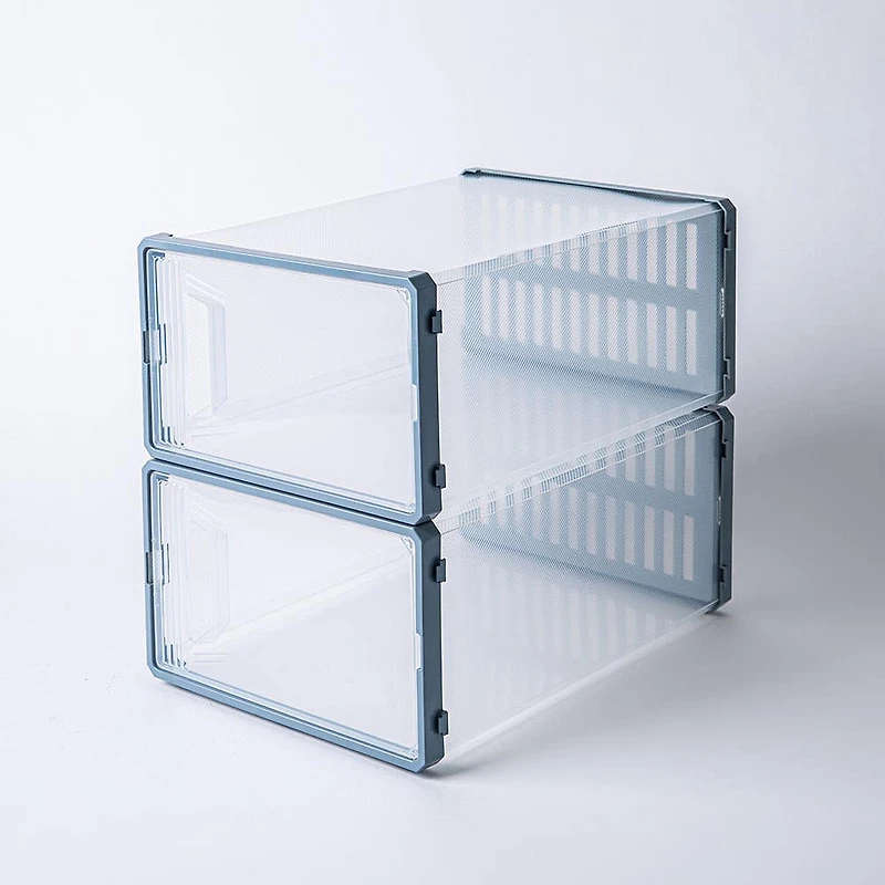 KSP Protect 'Modular' Plastic Shoe Storage Box - Set of 2 (Clear/Grey)