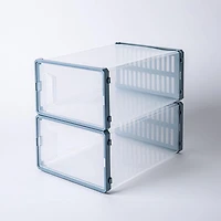 KSP Protect 'Modular' Plastic Shoe Storage Box - Set of 2 (Clear/Grey)