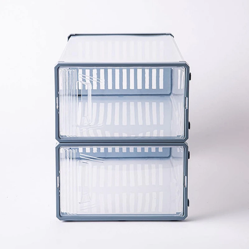 KSP Protect 'Modular' Plastic Shoe Storage Box - Set of 2 (Clear/Grey)