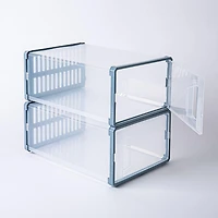 KSP Protect 'Modular' Plastic Shoe Storage Box - Set of 2 (Clear/Grey)