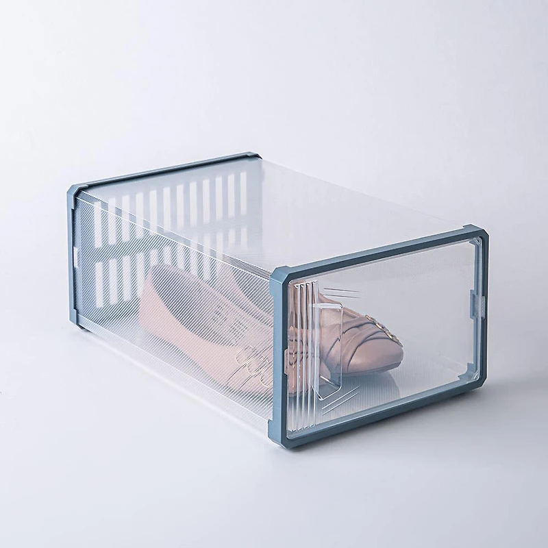 KSP Protect 'Modular' Plastic Shoe Storage Box - Set of 2 (Clear/Grey)