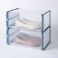 KSP Protect 'Modular' Plastic Shoe Storage Box - Set of 2 (Clear/Grey)