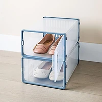 KSP Protect 'Modular' Plastic Shoe Storage Box - Set of 2 (Clear/Grey)