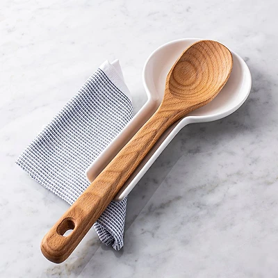 KSP Scoop Porcelain Flat Spoon Rest (White) 24 x 12.5 x 3 cm