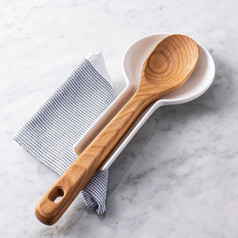 KSP Scoop Porcelain Flat Spoon Rest (White) 24 x 12.5 x 3 cm