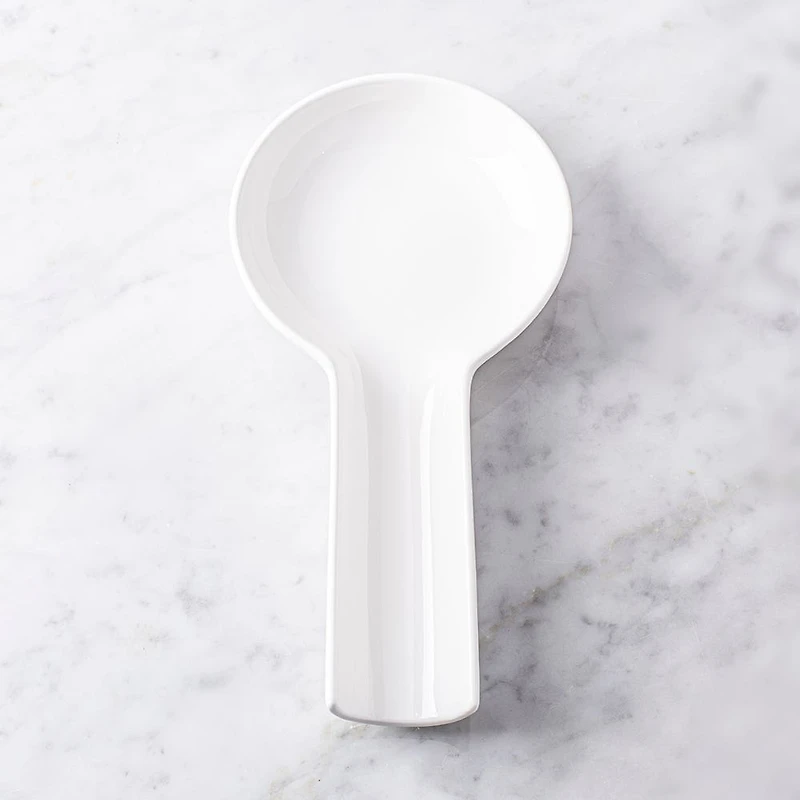 KSP Scoop Porcelain Flat Spoon Rest (White) 24 x 12.5 x 3 cm