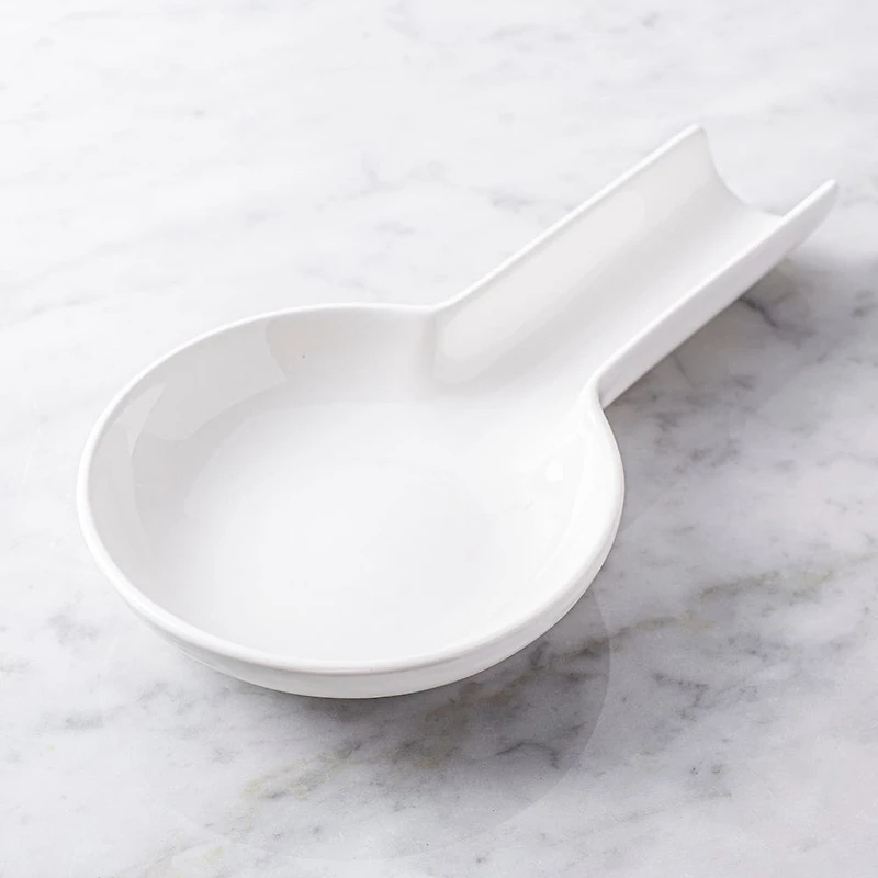 KSP Scoop Porcelain Flat Spoon Rest (White) 24 x 12.5 x 3 cm