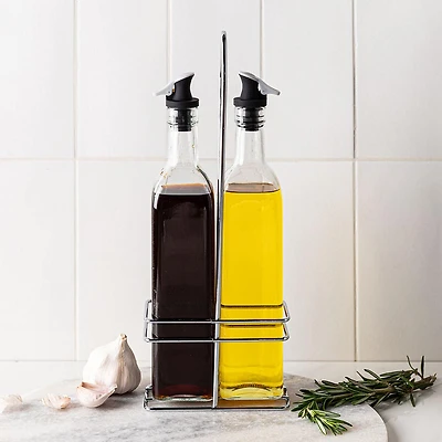 KSP Dripless Glass Oil & Vinegar with Stand - Set of 2