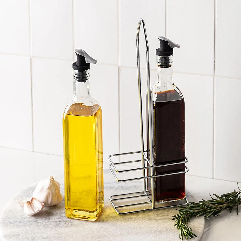 KSP Dripless Glass Oil & Vinegar with Stand - Set of 2