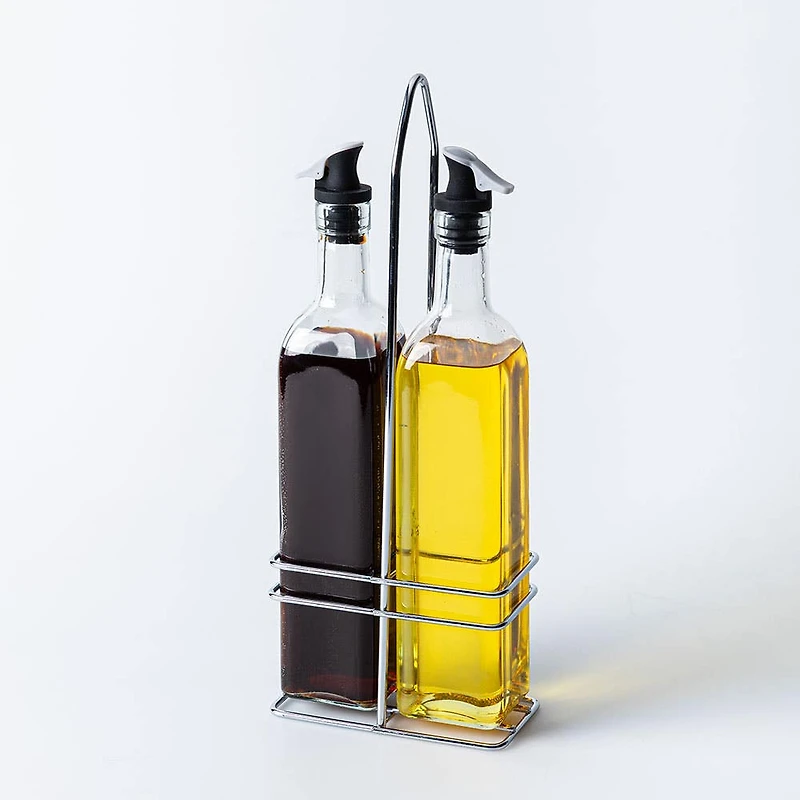 KSP Dripless Glass Oil & Vinegar with Stand - Set of 2